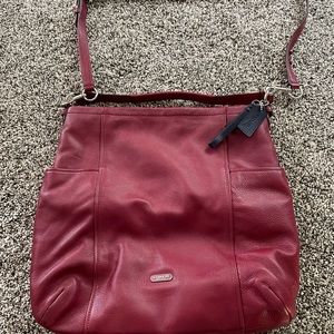 Red leather Coach purse.